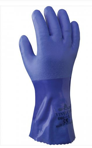 Gant de protection chimique enduction totale en PVC Bleu EN 388 4.1.2.1.X